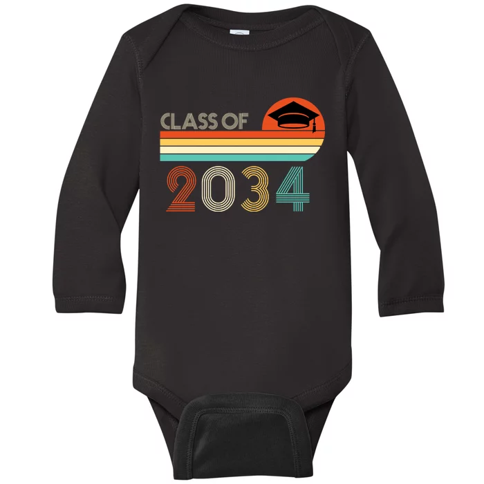 Class Of 2034 Grow With Me Pre-K Graduate Vintage Baby Long Sleeve Bodysuit