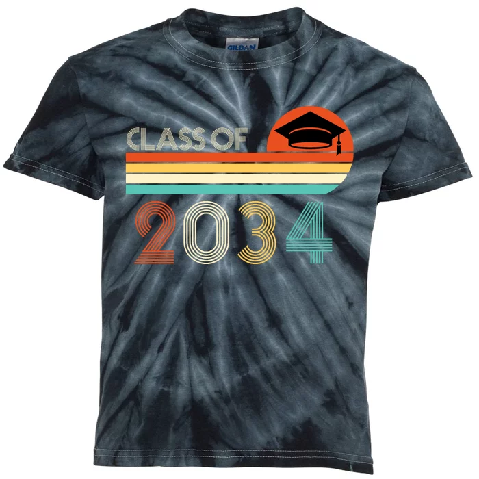 Class Of 2034 Grow With Me Pre-K Graduate Vintage Kids Tie-Dye T-Shirt