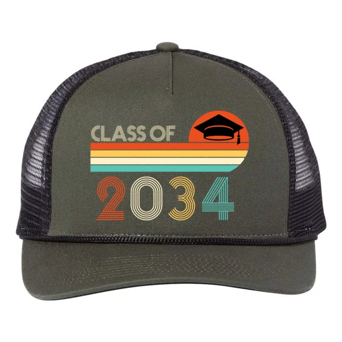 Class Of 2034 Grow With Me Pre-K Graduate Vintage Retro Rope Trucker Hat Cap