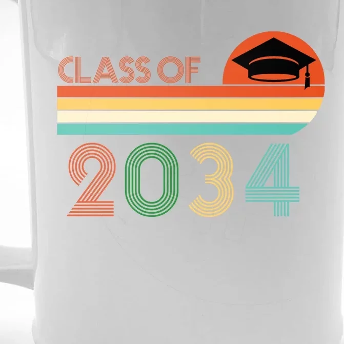 Class Of 2034 Grow With Me Pre-K Graduate Vintage Front & Back Beer Stein