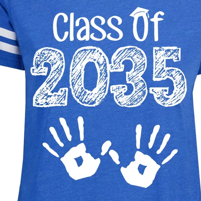 Class of 2035 Grow With Me Handprint Pre-K Enza Ladies Jersey Football T-Shirt