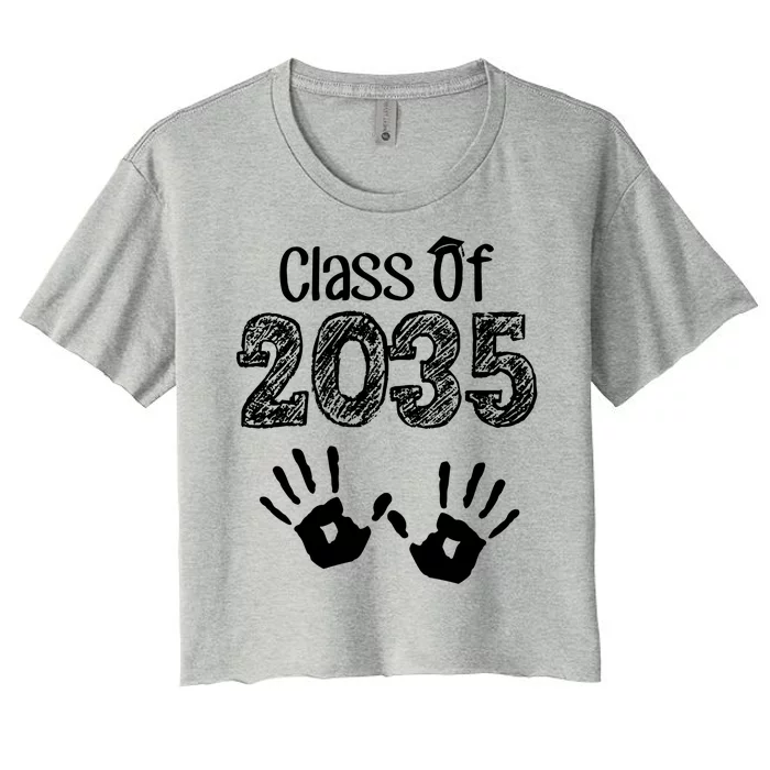 Class of 2035 Grow With Me Handprint Pre-K Women's Crop Top Tee