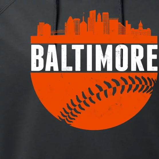 Classic Baltimore Skyline Baseball Performance Fleece Hoodie