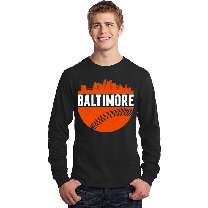 Classic Baltimore Skyline Baseball Long Sleeve Shirt