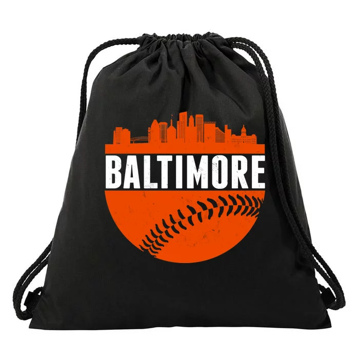 Classic Baltimore Skyline Baseball Drawstring Bag