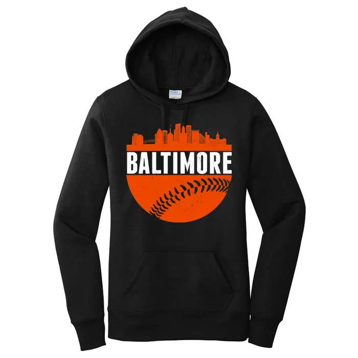 Classic Baltimore Skyline Baseball Women's Pullover Hoodie