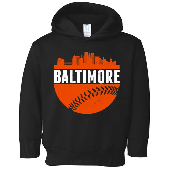 Classic Baltimore Skyline Baseball Toddler Hoodie