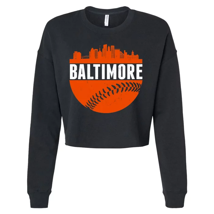 Classic Baltimore Skyline Baseball Cropped Pullover Crew