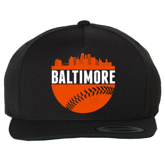 Classic Baltimore Skyline Baseball Wool Snapback Cap