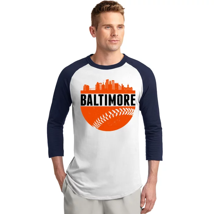 Classic Baltimore Skyline Baseball Baseball Sleeve Shirt