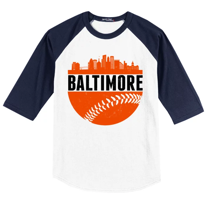 Classic Baltimore Skyline Baseball Baseball Sleeve Shirt