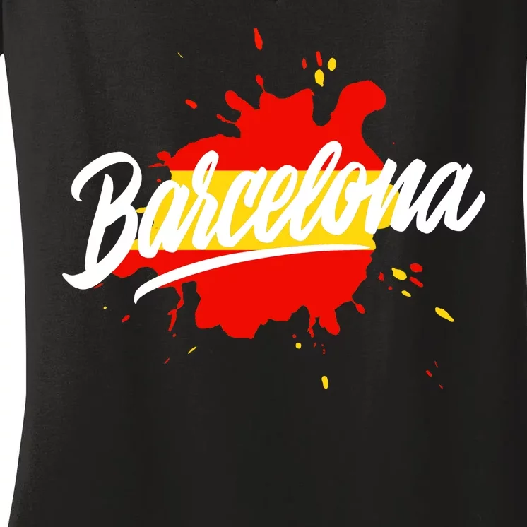 Classic Barcelona Flag Logo Women's V-Neck T-Shirt