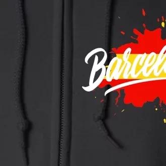 Classic Barcelona Flag Logo Full Zip Hoodie