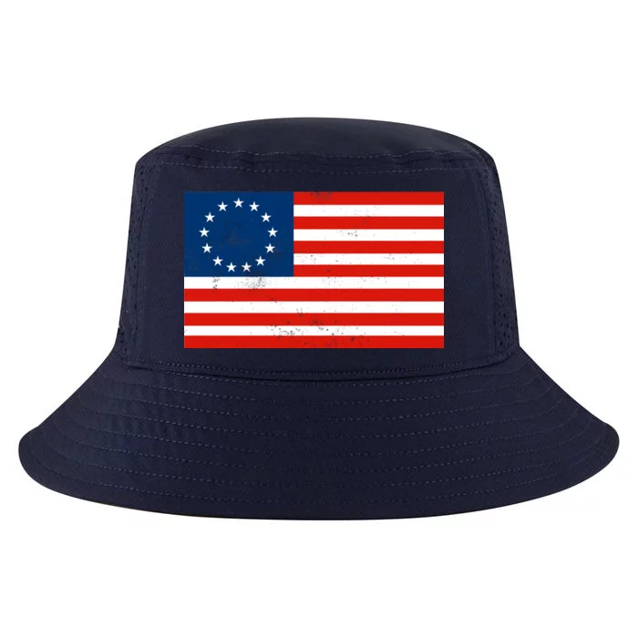 Classic Betsy Ross Flag Distressed Cool Comfort Performance Bucket Hat