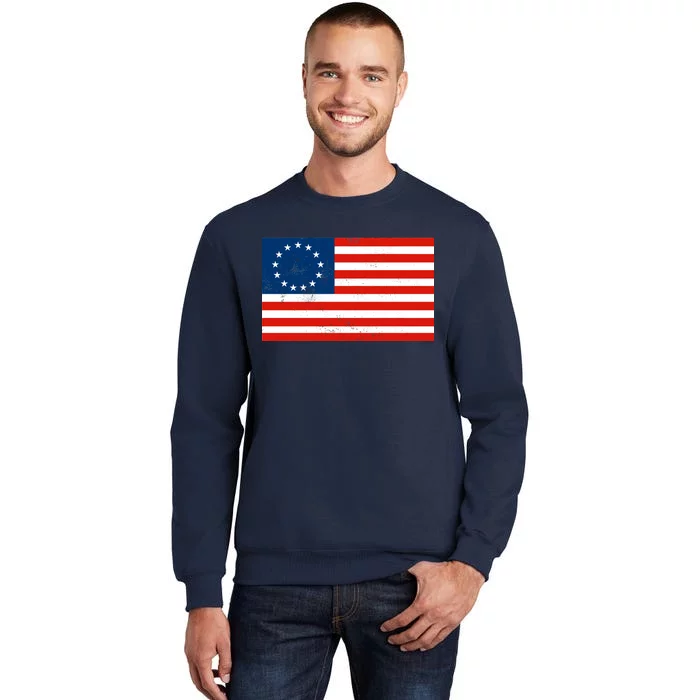 Classic Betsy Ross Flag Distressed Tall Sweatshirt