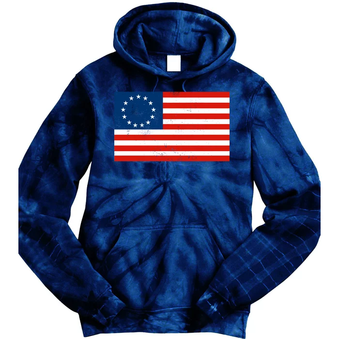 Classic Betsy Ross Flag Distressed Tie Dye Hoodie