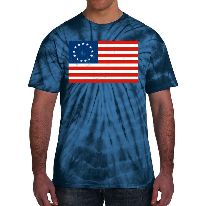 Classic Betsy Ross Flag Distressed Tie-Dye T-Shirt