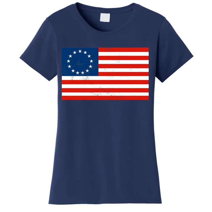 Classic Betsy Ross Flag Distressed Women's T-Shirt