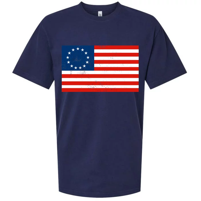 Classic Betsy Ross Flag Distressed Sueded Cloud Jersey T-Shirt