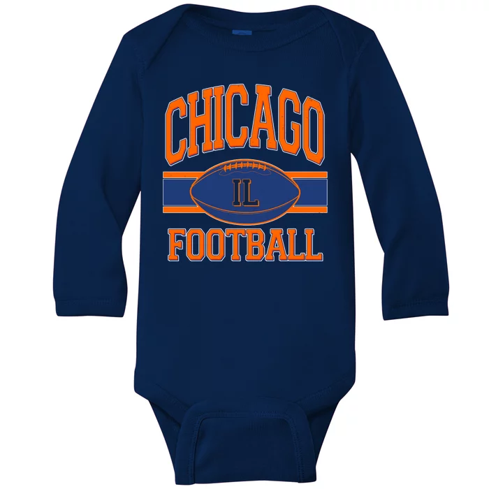 Classic Chicago IL Football Fan Logo Baby Long Sleeve Bodysuit