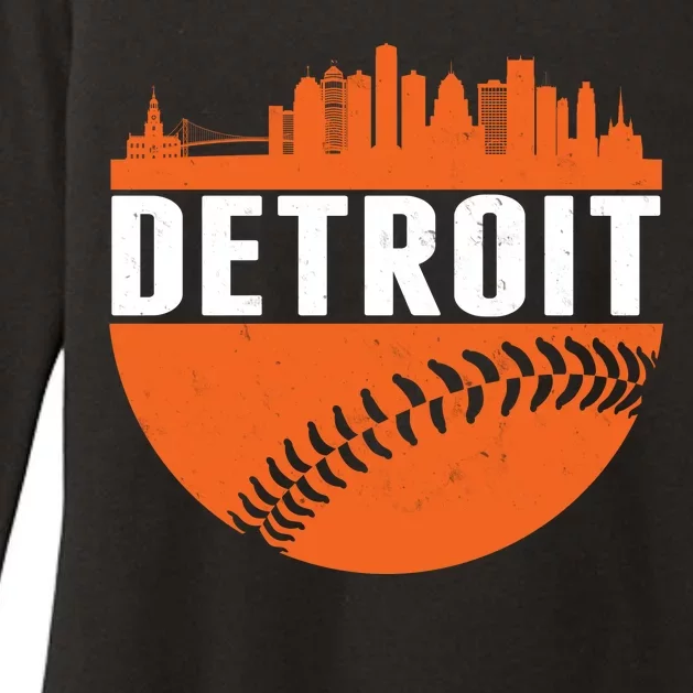 Classic Detroit Skyline Baseball Womens CVC Long Sleeve Shirt