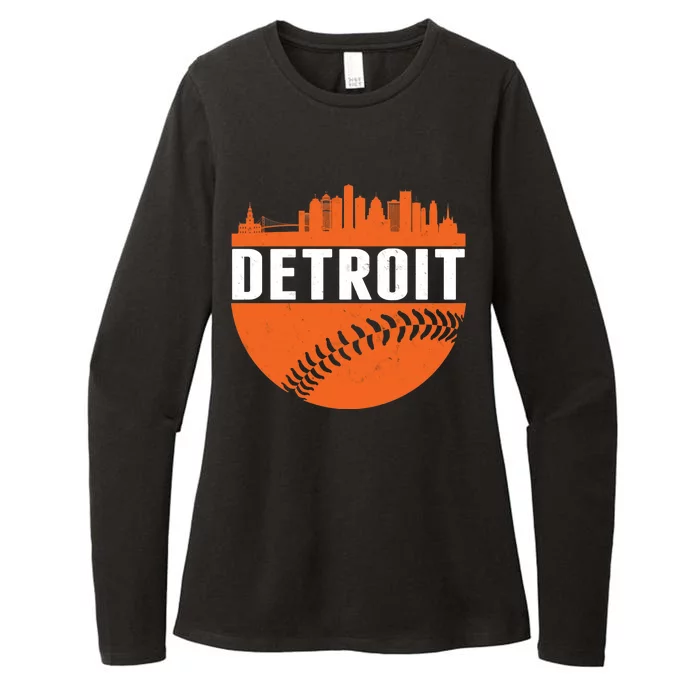 Classic Detroit Skyline Baseball Womens CVC Long Sleeve Shirt