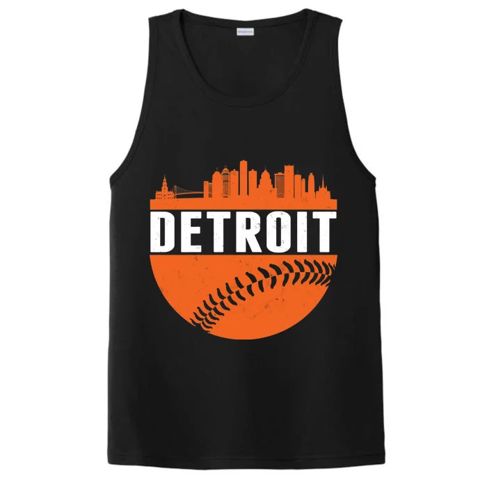 Classic Detroit Skyline Baseball Performance Tank