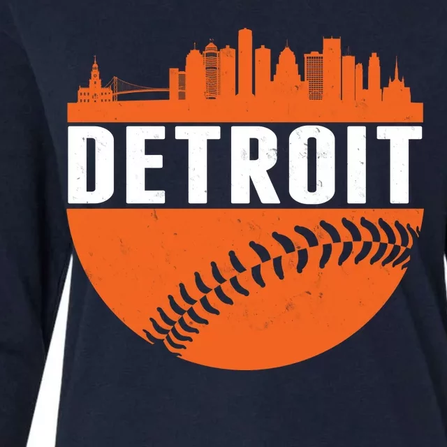 Classic Detroit Skyline Baseball Womens Cotton Relaxed Long Sleeve T-Shirt