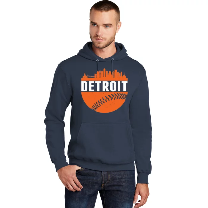 Classic Detroit Skyline Baseball Hoodie