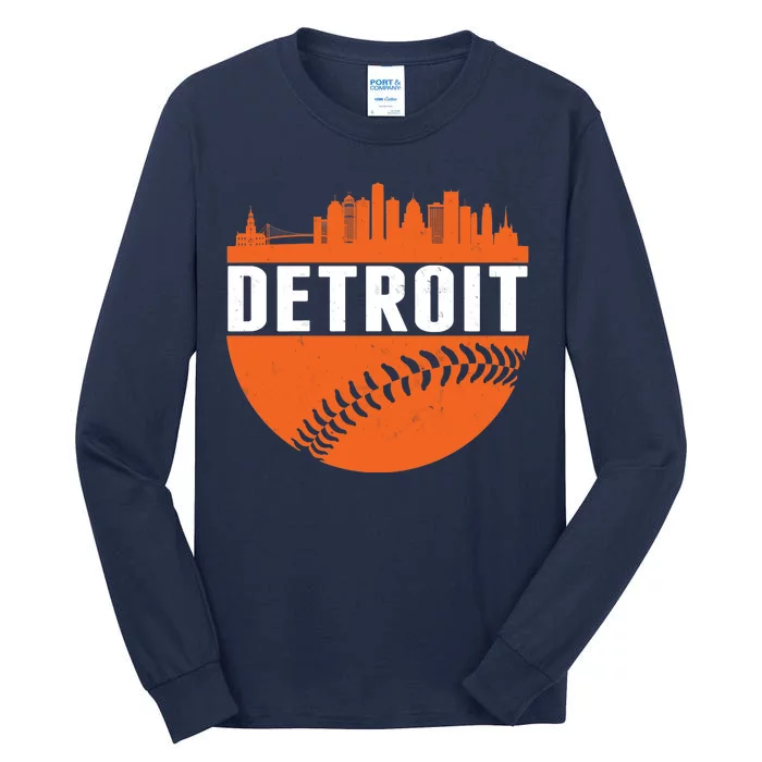 Classic Detroit Skyline Baseball Tall Long Sleeve T-Shirt