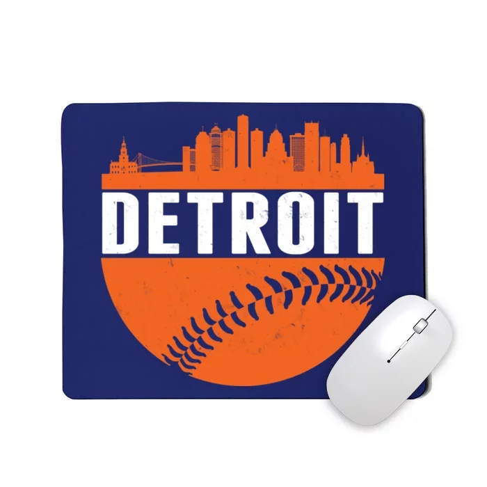 Classic Detroit Skyline Baseball Mousepad