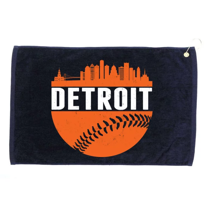 Classic Detroit Skyline Baseball Grommeted Golf Towel