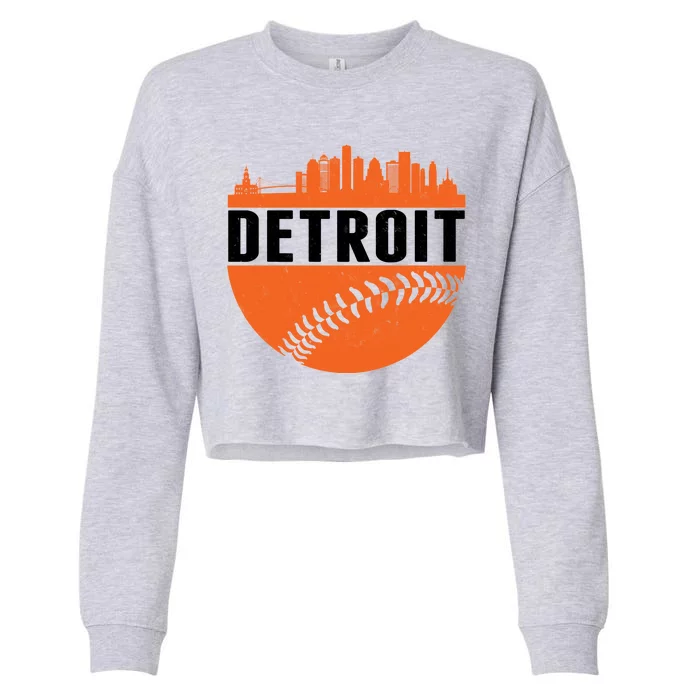 Classic Detroit Skyline Baseball Cropped Pullover Crew