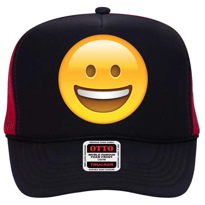 Classic Emoji Smiley Face High Crown Mesh Trucker Hat