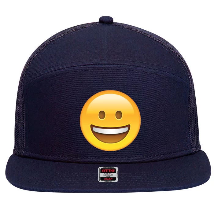 Classic Emoji Smiley Face 7 Panel Mesh Trucker Snapback Hat