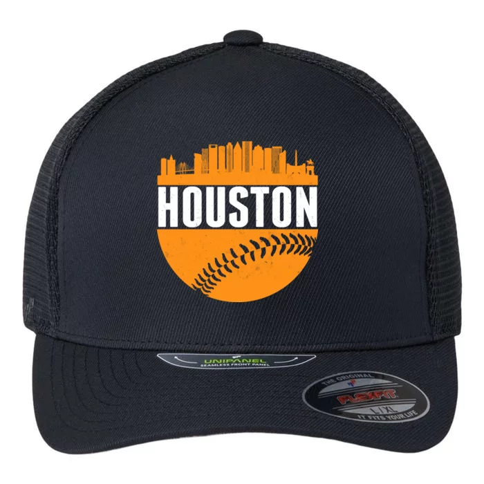 Classic Houston Skyline Baseball Flexfit Unipanel Trucker Cap