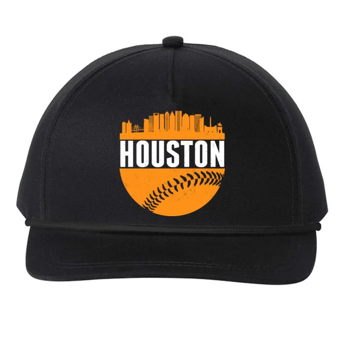 Classic Houston Skyline Baseball Snapback Five-Panel Rope Hat