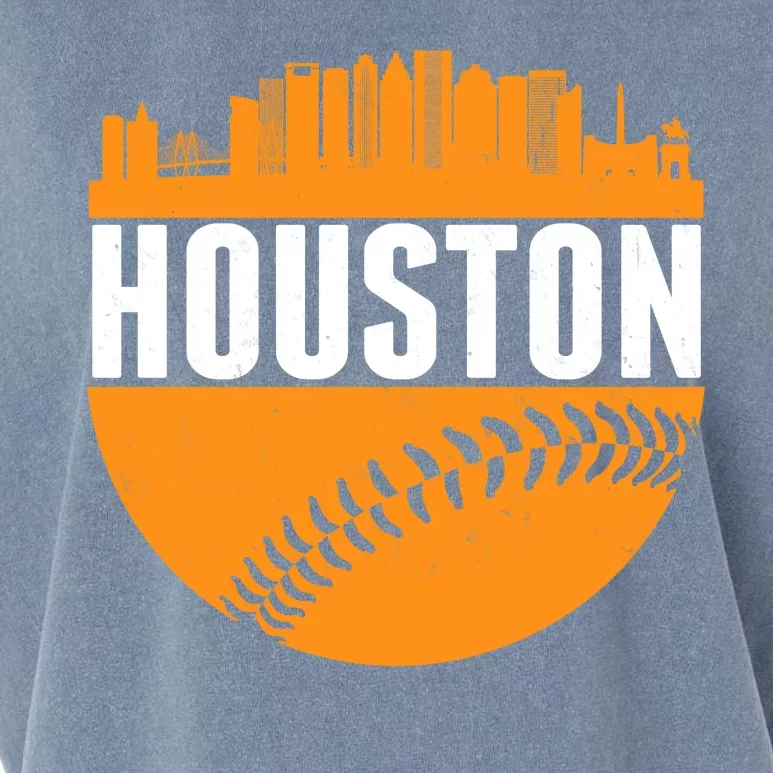 Classic Houston Skyline Baseball Garment-Dyed Women's Muscle Tee