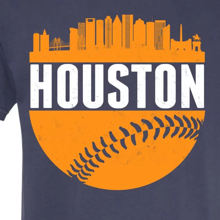 Classic Houston Skyline Baseball Garment-Dyed Heavyweight T-Shirt