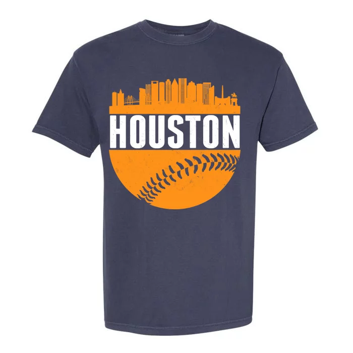 Classic Houston Skyline Baseball Garment-Dyed Heavyweight T-Shirt