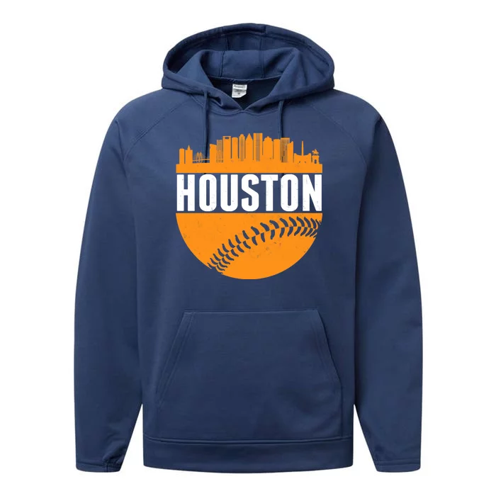 Classic Houston Skyline Baseball Performance Fleece Hoodie