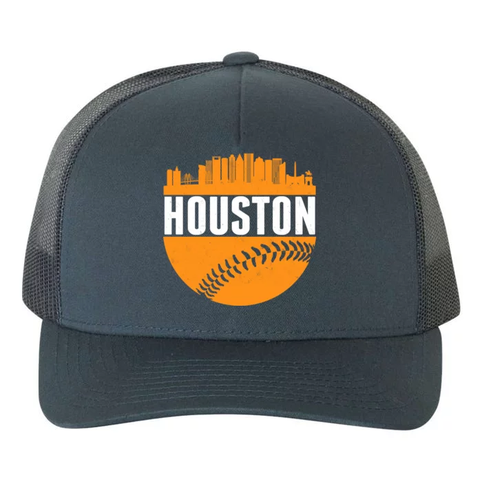 Classic Houston Skyline Baseball Yupoong Adult 5-Panel Trucker Hat