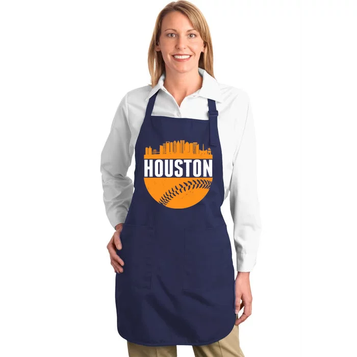 Classic Houston Skyline Baseball Full-Length Apron With Pocket