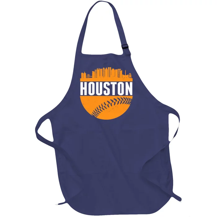 Classic Houston Skyline Baseball Full-Length Apron With Pocket