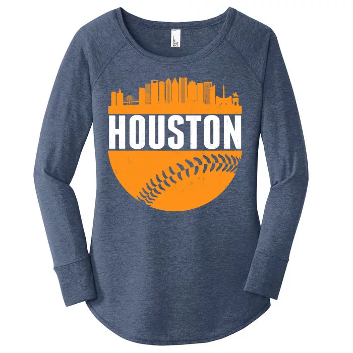 Classic Houston Skyline Baseball Women's Perfect Tri Tunic Long Sleeve Shirt