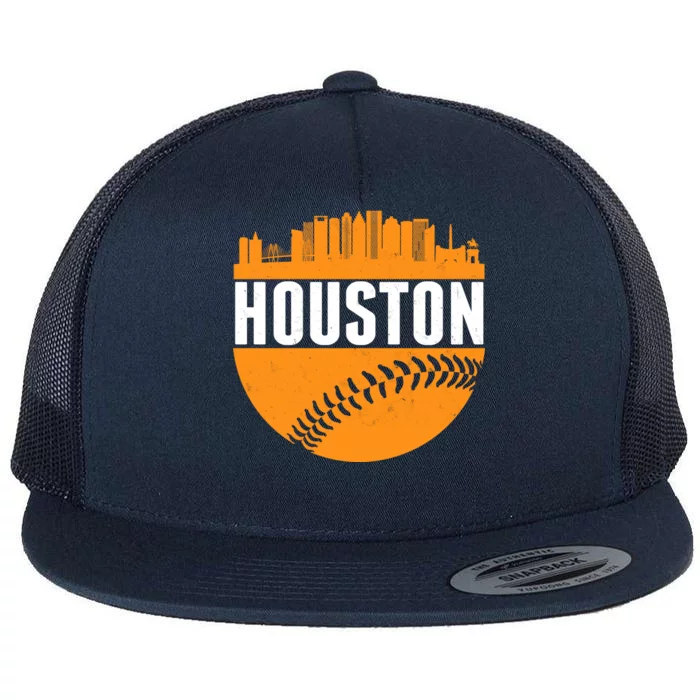 Classic Houston Skyline Baseball Flat Bill Trucker Hat