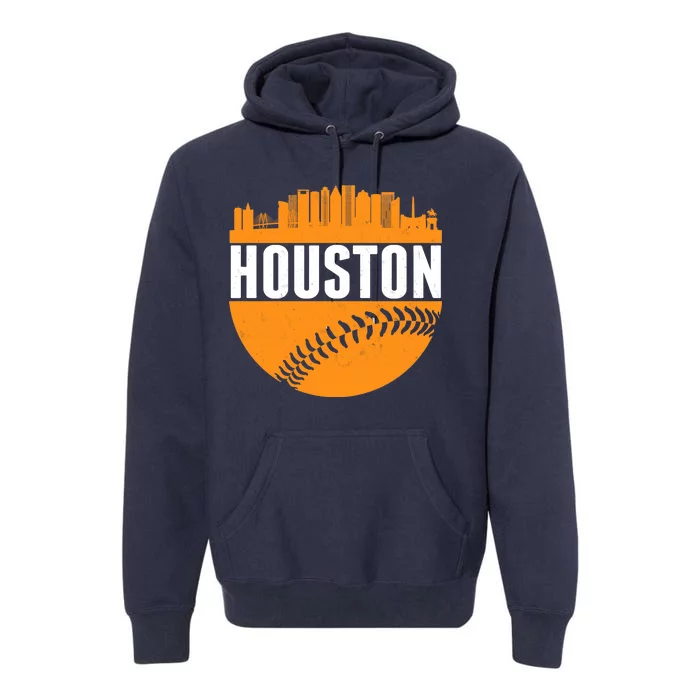 Classic Houston Skyline Baseball Premium Hoodie