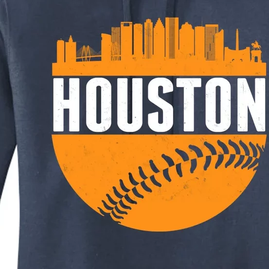 Classic Houston Skyline Baseball Women's Pullover Hoodie