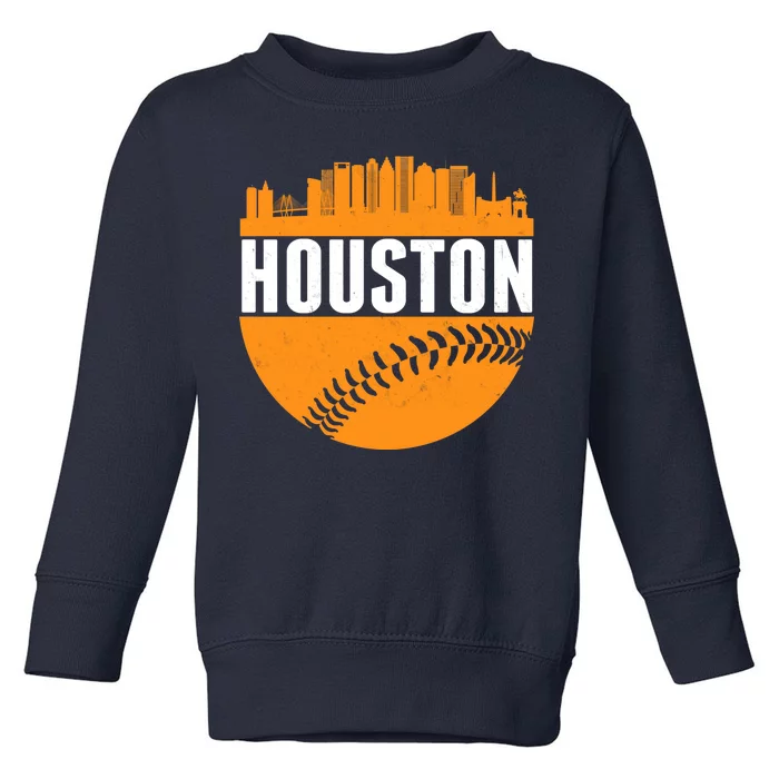 Classic Houston Skyline Baseball Toddler Sweatshirt