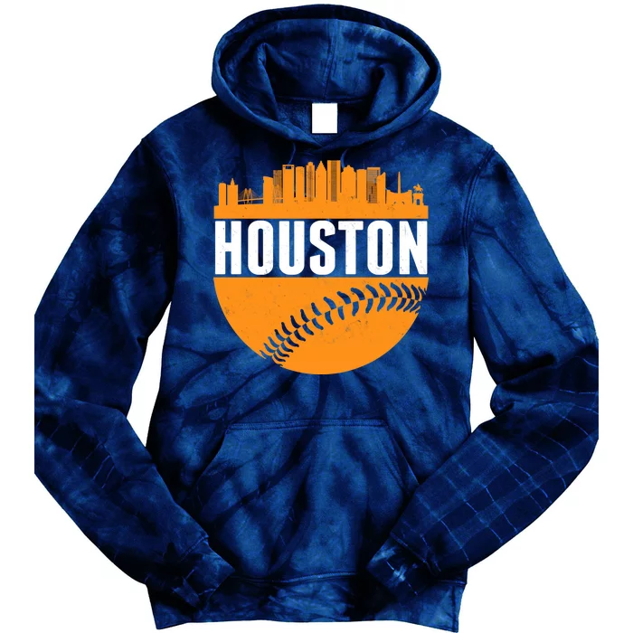 Classic Houston Skyline Baseball Tie Dye Hoodie